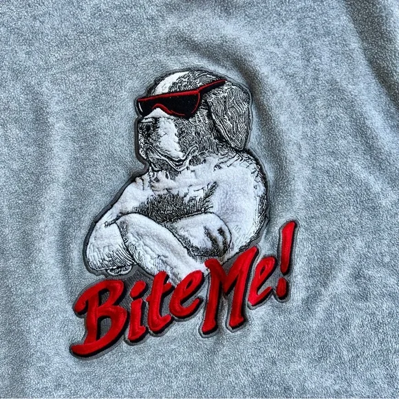 Vintage BIG DOGS Bite Me Fleece Crewneck XL - Picture 3 of 4